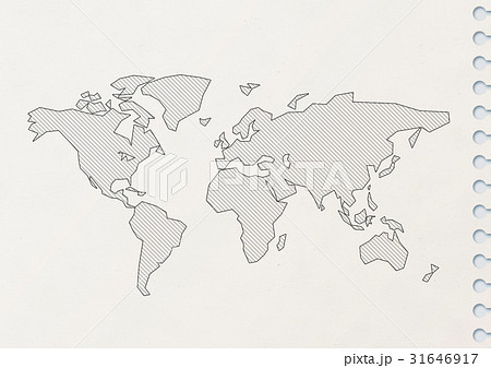 A World Map Drawn On A Note Stock Illustration