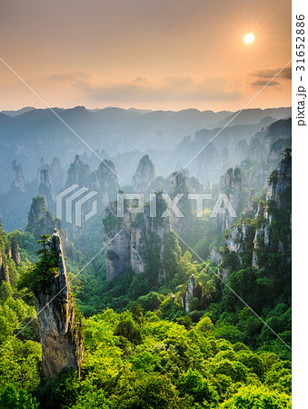 Zhangjiajie National forest park at sunset, China 31652886