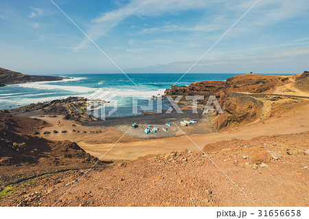 Green Lagoon at El Golfo with fishing boats  31656658