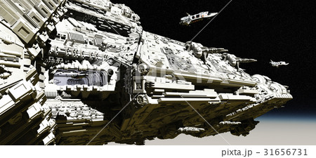 Space Battle Cruiser Deploying Scout Ships 31656731