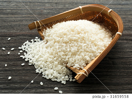米　米粒　農産物　竹ザル 31659558