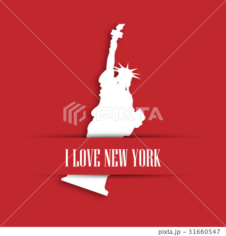 Statue of Liberty white paper cutting in red 31660547