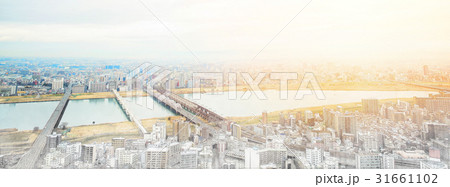 skyline of Osaka mix sketch illustration 31661102