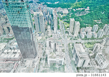 skyscrapers in Taipei mix sketch illustration 31661143