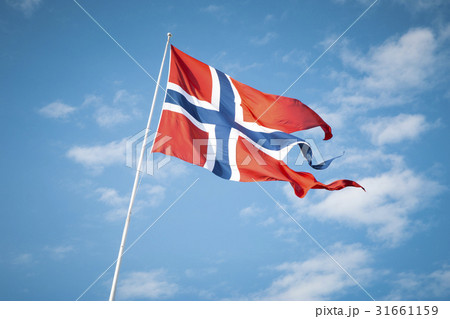 Norwegian flag waving in the wind Norwegian flag waving in the wind 31661159