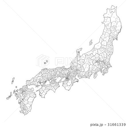 旧郡域地図 郡名あり のイラスト素材