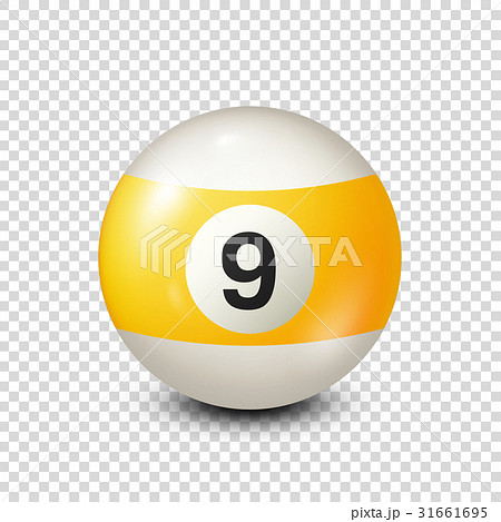 Billiard,yellow pool ball with number 9.Snooker 31661695