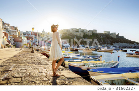 Italian summer fashion - happy girl in white dress Italian summer fashion - happy girl in white dress 31662227