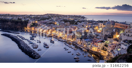 Corricella village on Procida island at night 31662256