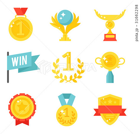 Vector trophy champion cup flat icon winner gold 31662298