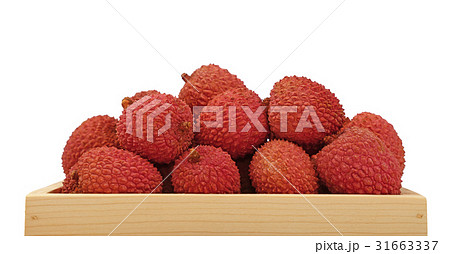 Fresh litchee in box isolated close up on white Fresh litchee in box isolated close up on white 31663337