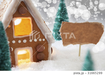Gingerbread House, Silver Background, Copy Space 31665299