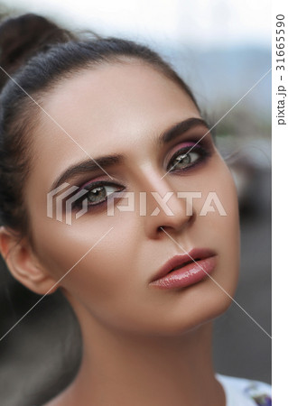 Portrait of female face with natural clean skin 31665590