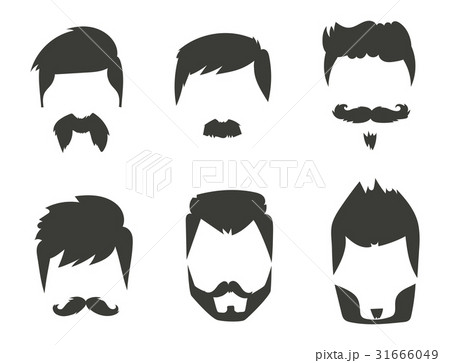 Vector set of hipster retro hair style mustacheのイラスト素材 [31666049] - PIXTA