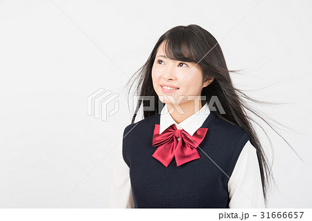 美しい髪の女子高生の写真素材