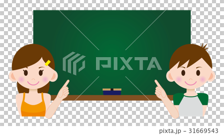 例證小學學生男性和女性黑板A 02 31669543