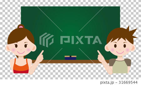 例證小學學生性別和黑板A 03 31669544
