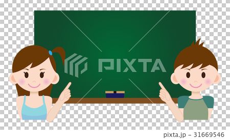 例證小學學生男性和女性黑板A 05 31669546
