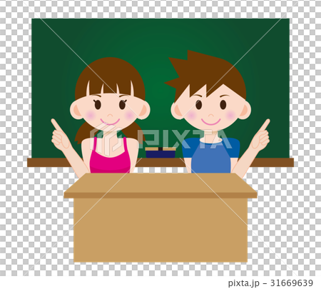 例證小學學生男孩和女孩黑板B 01 31669639