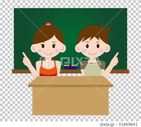例證小學學生男性和女性黑板B 03 31669641