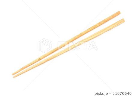 Wooden chopsticks on white background. 31670640