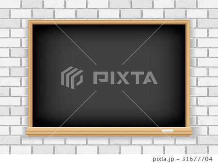 Blackboard on white brick background 31677704