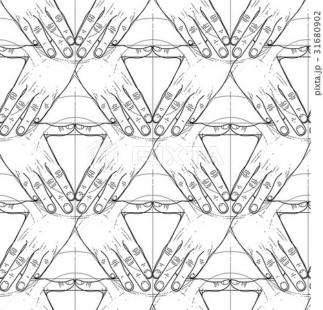 Graphic hands in the shape of triangle 31680902