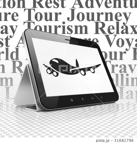 Vacation concept: Tablet Computer with Airplane on Vacation concept: Tablet Computer with Airplane on 31682796