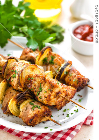 Grilled shish kebab or shashlik on skewers Grilled shish kebab or shashlik on skewers 31683141
