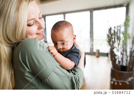 Beautiful young mother with her little baby boy at Beautiful young mother with her little baby boy at 31684712