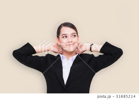 Woman with satisfied expression. Woman with satisfied expression. 31685214