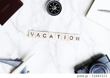 Vacation accessories on luxury marble surface Vacation accessories on luxury marble surface 31685323