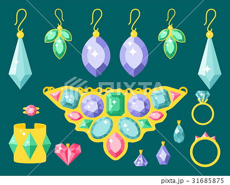 Vector jewelry items gold elegance gemstones 31685875