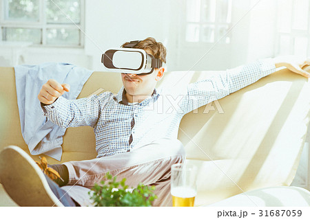 The man with glasses of virtual reality. Future 31687059