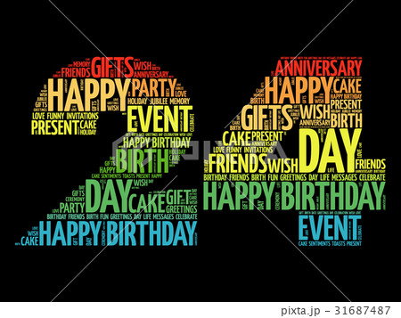Happy 24th birthday word cloud 31687487