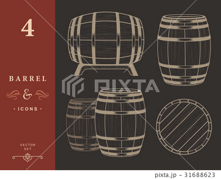 Vector set Barrels in Vintage Style 31688623