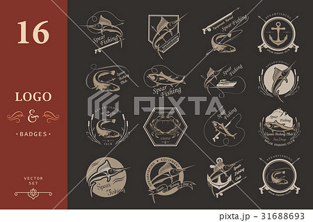 Set logos and Badges Spearfishing  31688693