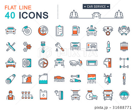 Set Vector Flat Line Icons Car Service 31688771