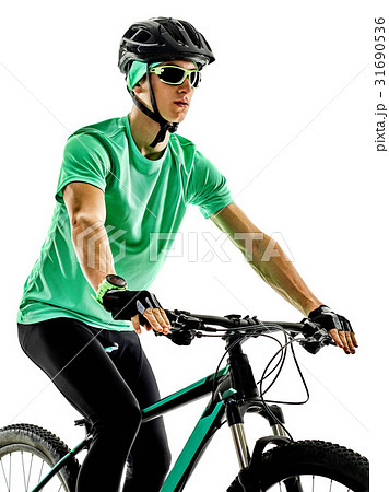 tenager boy  mountain bike bking isolated shadows 31690536