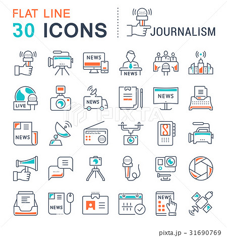 Set Vector Flat Line Icons Journalism 31690769