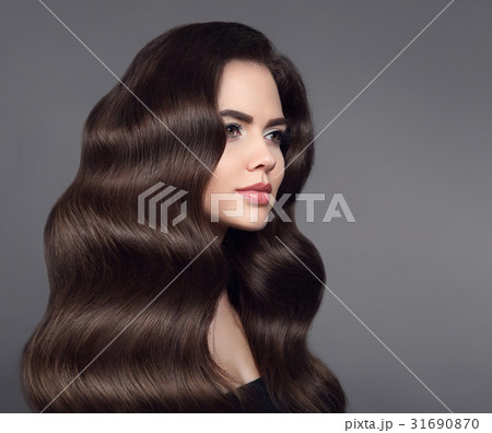 Healthy hair. Brunette girl portrait with long Healthy hair. Brunette girl portrait with long 31690870