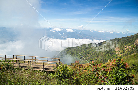 Scene of green mountain with blue sky and cloud Scene of green mountain with blue sky and cloud 31692505