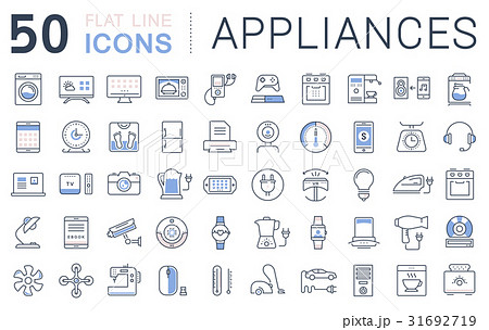 Set Vector Flat Line Icons Appliance 31692719