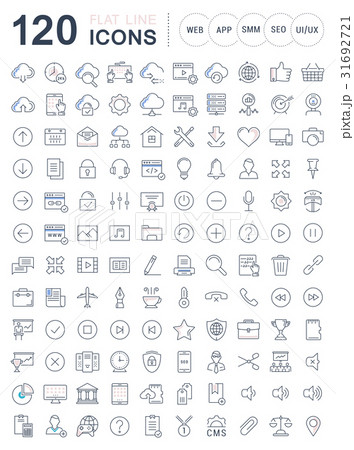 Set Vector Flat Line Icons SEO and Web Design 31692721