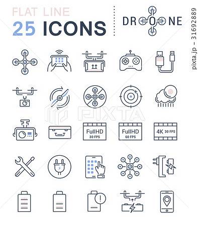 Set Vector Flat Line Icons Dronesのイラスト素材 [31692889] - PIXTA