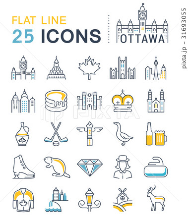 Set Vector Flat Line Icons Ottawa 31693055