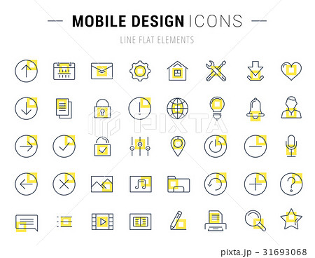 Set Vector Flat Line Icons Mobile Design Set Vector Flat Line Icons Mobile Design 31693068