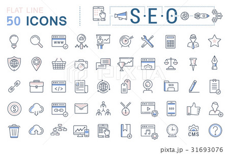 Set Vector Flat Line Icons SEO 31693076