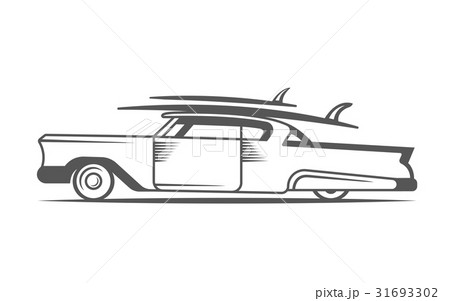 Vector Vintage Surf Car 31693302