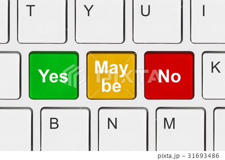 Computer keyboard with Yes No and Maybe keys 31693486